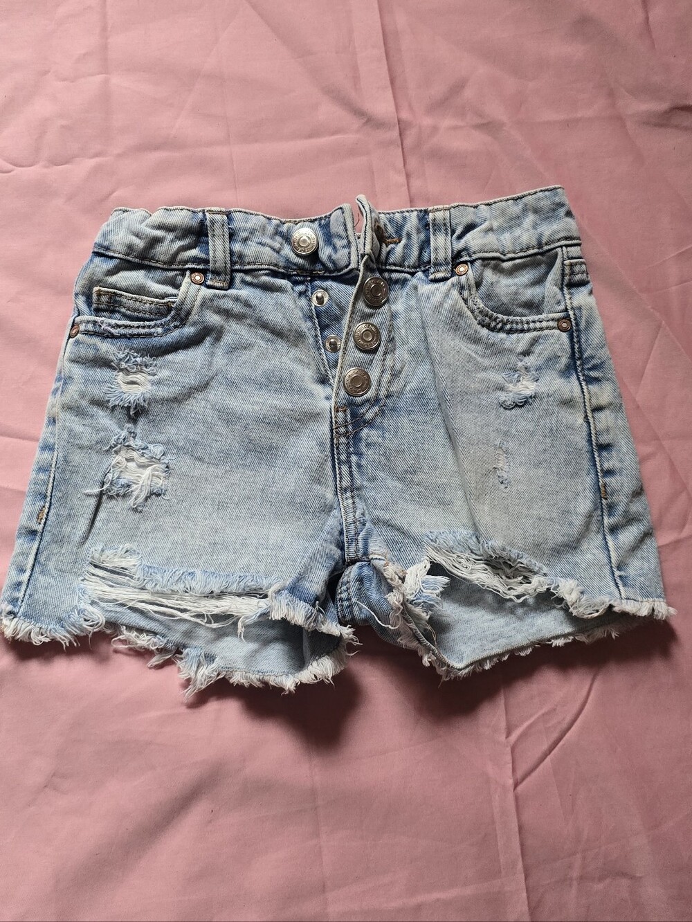 Light Blue Distressed Denim Shorts